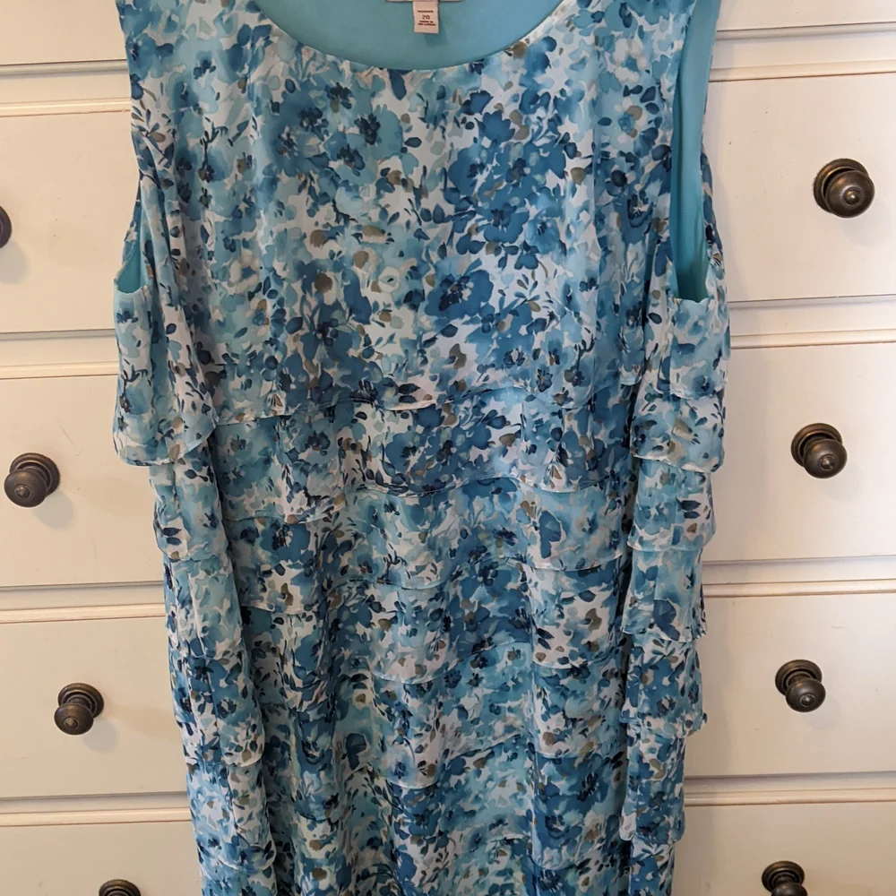 Vibrant Blue Floral Sleeveless Dress